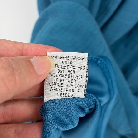 J.Gee Teal Smock Milkmaid Midi Dress Sz S Boho Cottagecore Puff Sleeve Romantic - Picture 11 of 12